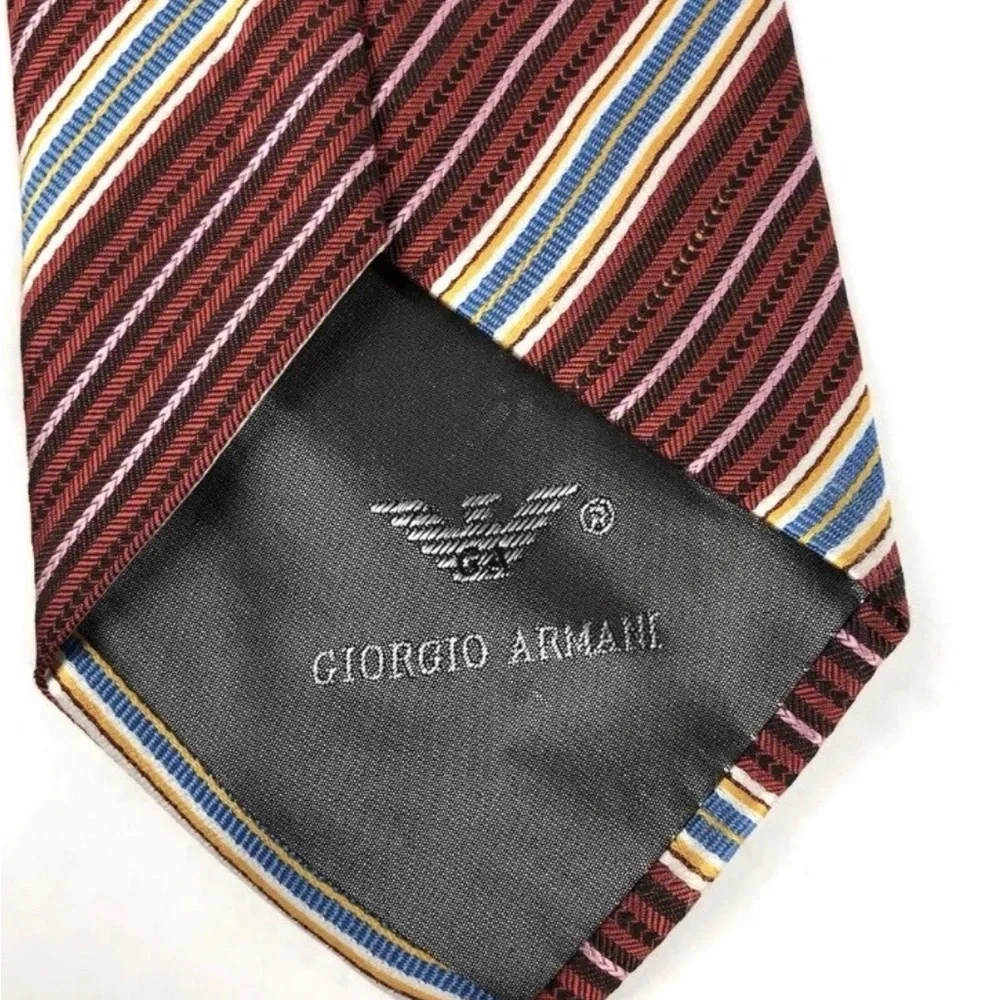 Giorgio Armani 100% Silk Striped‎ Red and Blue Men's Tie